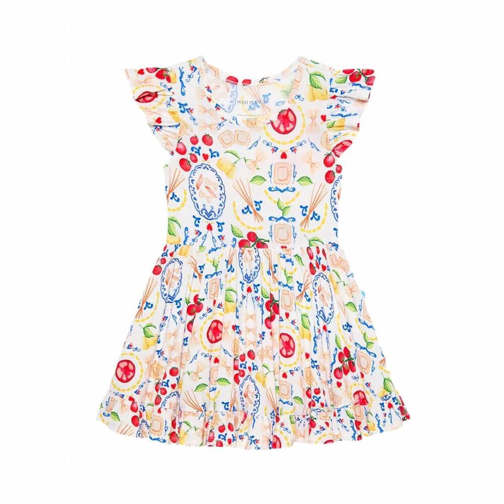 NEW POSH PEANUT girls mangia ruffled twirl dress in multicolor